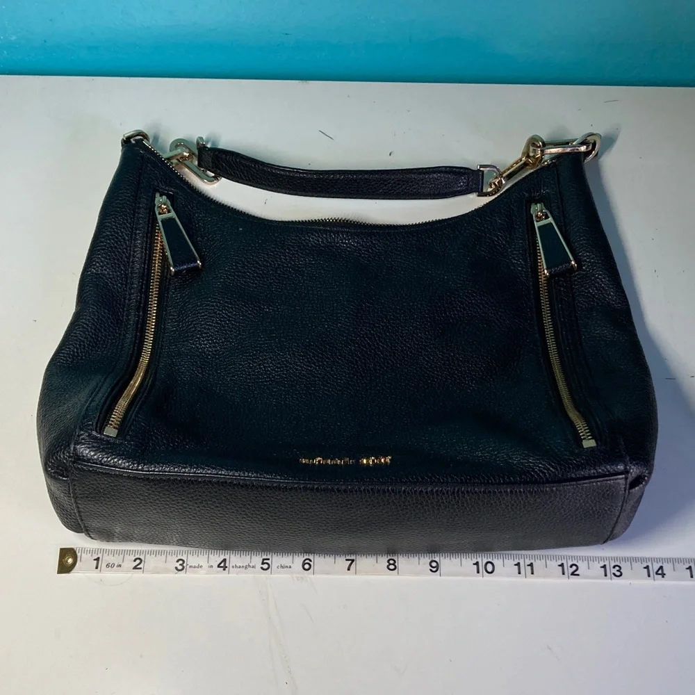 Michael Kors Matilda Black Pebbled Leather Handbag with Gold Accents 12 X 14”